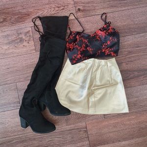 Gold Faux Leather Skirt